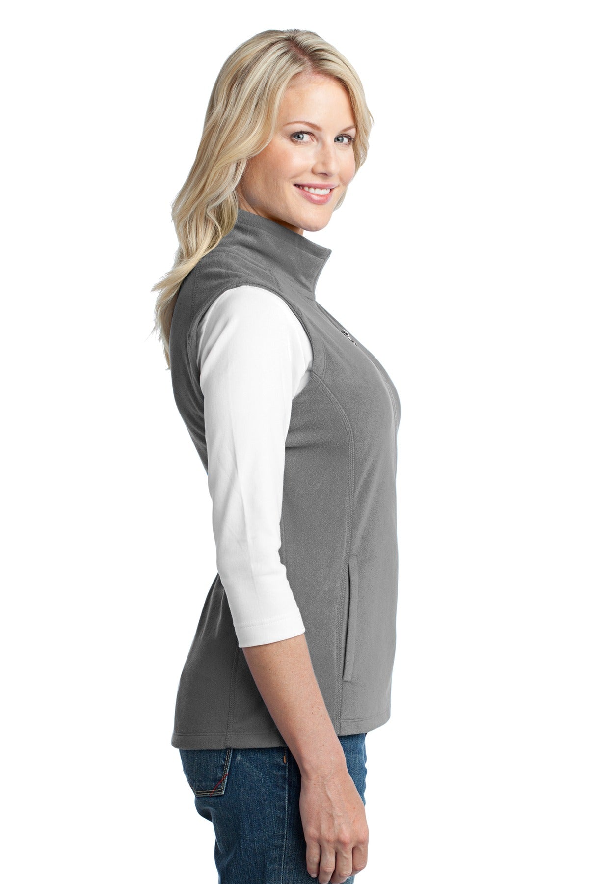 Pearl Grey Port Authority Women's Microfleece Vest. L226
