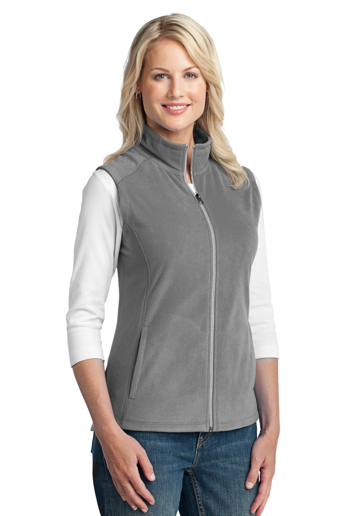 Pearl Grey Port Authority Women's Microfleece Vest. L226