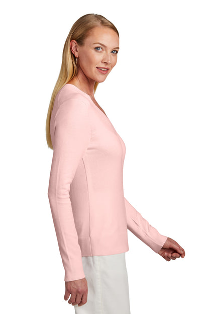 PearlPink Brooks Brothers Women's Cotton Stretch V-Neck Sweater BB18401
