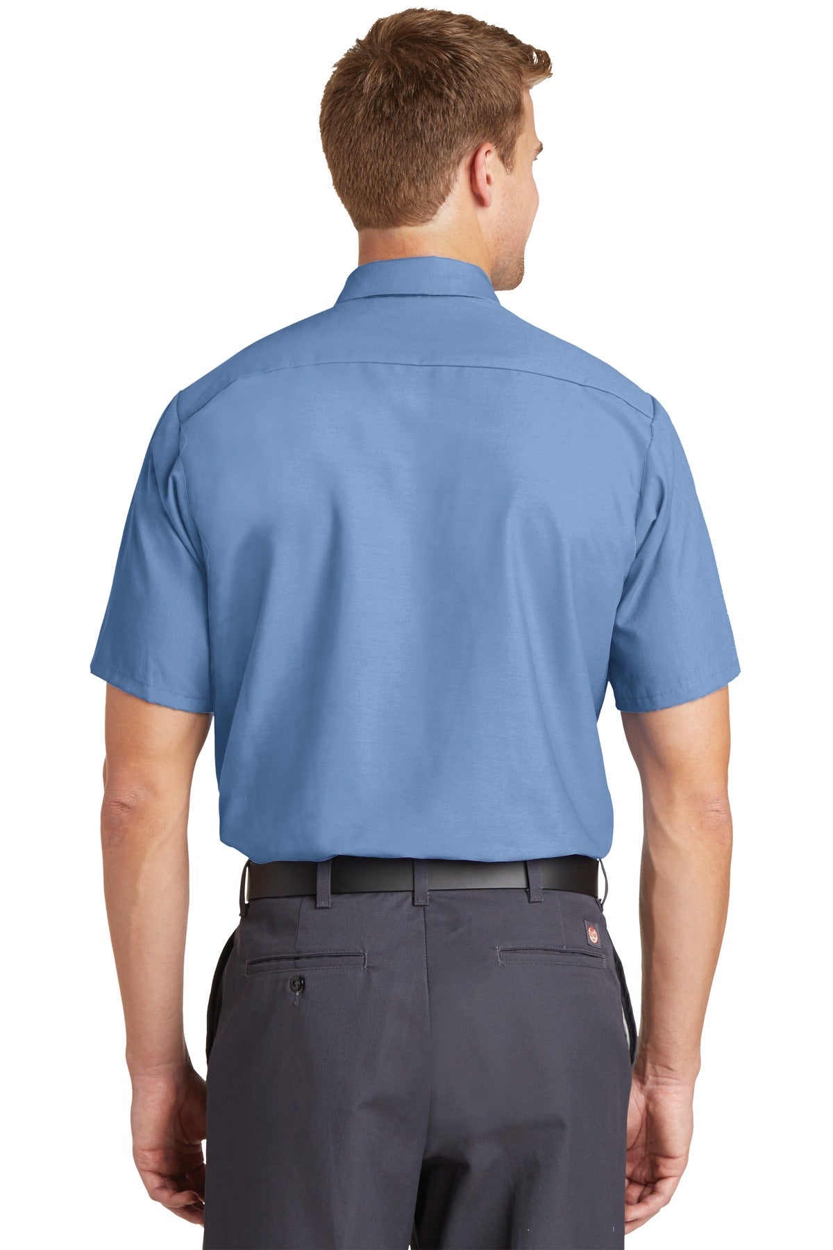 Petrol Blue Red Kap Long Size, Short Sleeve Industrial Work Shirt. SP24LONG