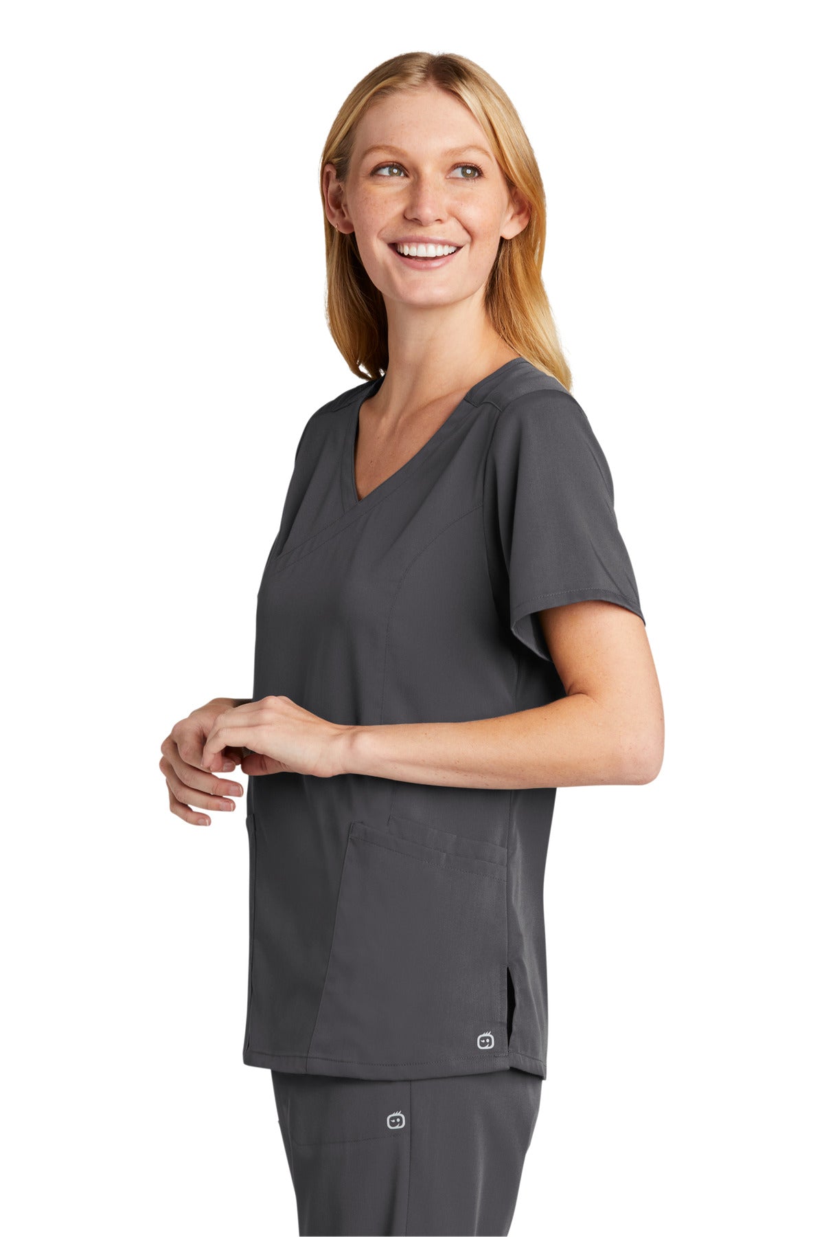 Pewter Wink Women's Premiere Flex Mock Wrap Top WW4268
