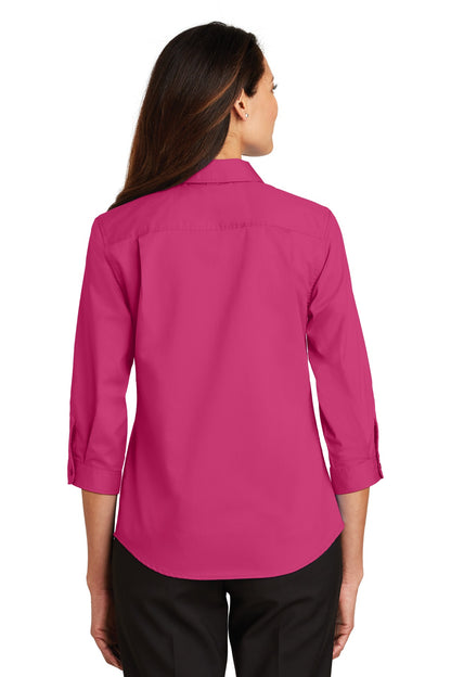 Pink Azalea Port Authority Women's 3/4-Sleeve SuperPro Twill Shirt. L665