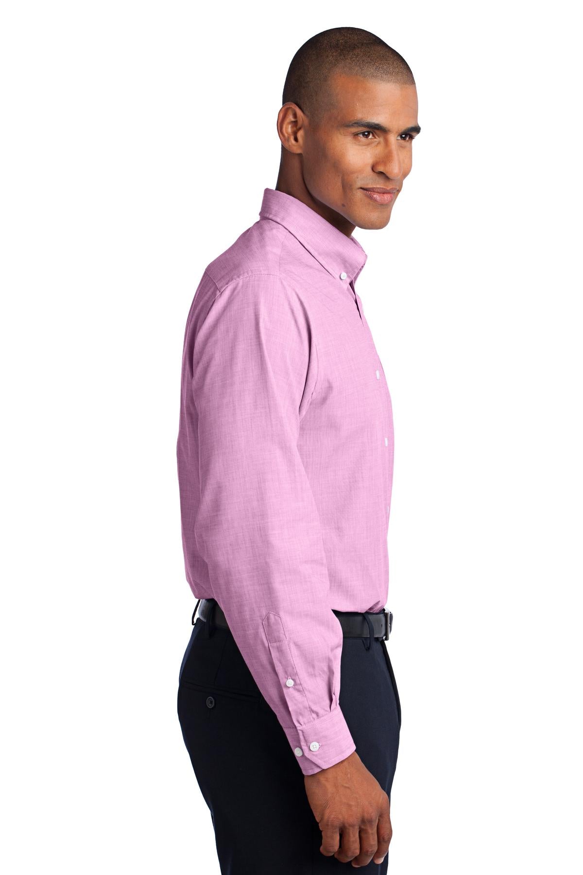 Pink Orchid Port Authority Crosshatch Easy Care Shirt. S640