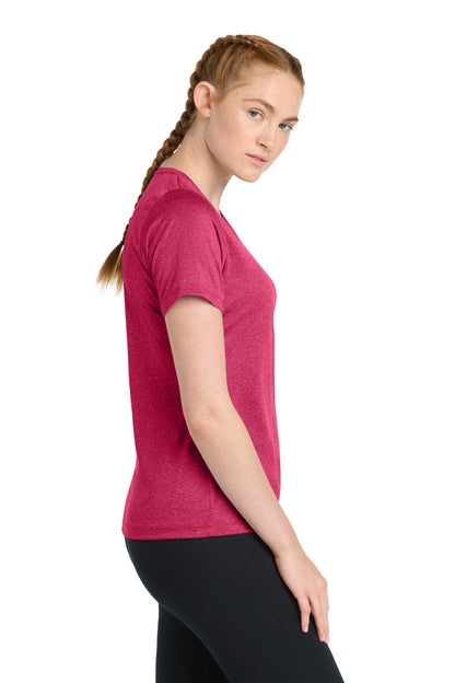 Pink Rasp Hthr Sport-Tek Women's Heather Contender Scoop Neck Tee. LST360