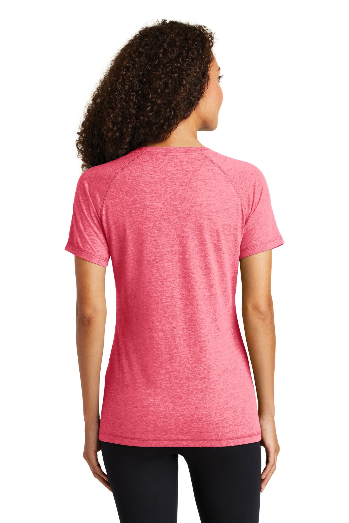 Pink Rasp Hthr Sport-Tek Women's PosiCharge Tri-Blend Wicking Scoop Neck Raglan Tee. LST400