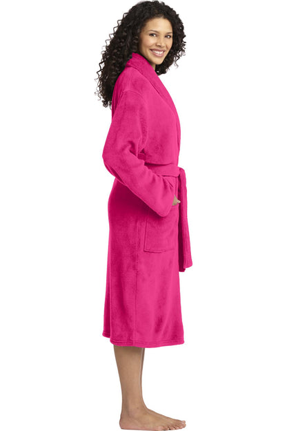 Pink Raspberry Port Authority Plush Microfleece Shawl Collar Robe. R102