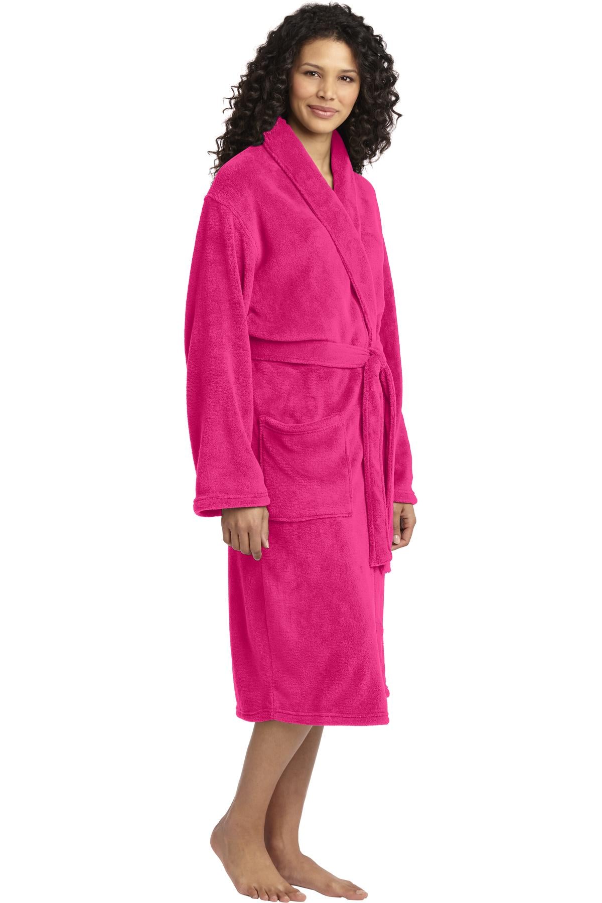 Pink Raspberry Port Authority Plush Microfleece Shawl Collar Robe. R102