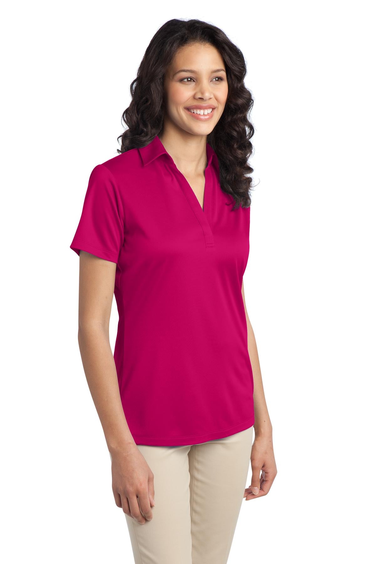 Pink Raspberry Port Authority Women's Silk Touch Performance Polo. L540