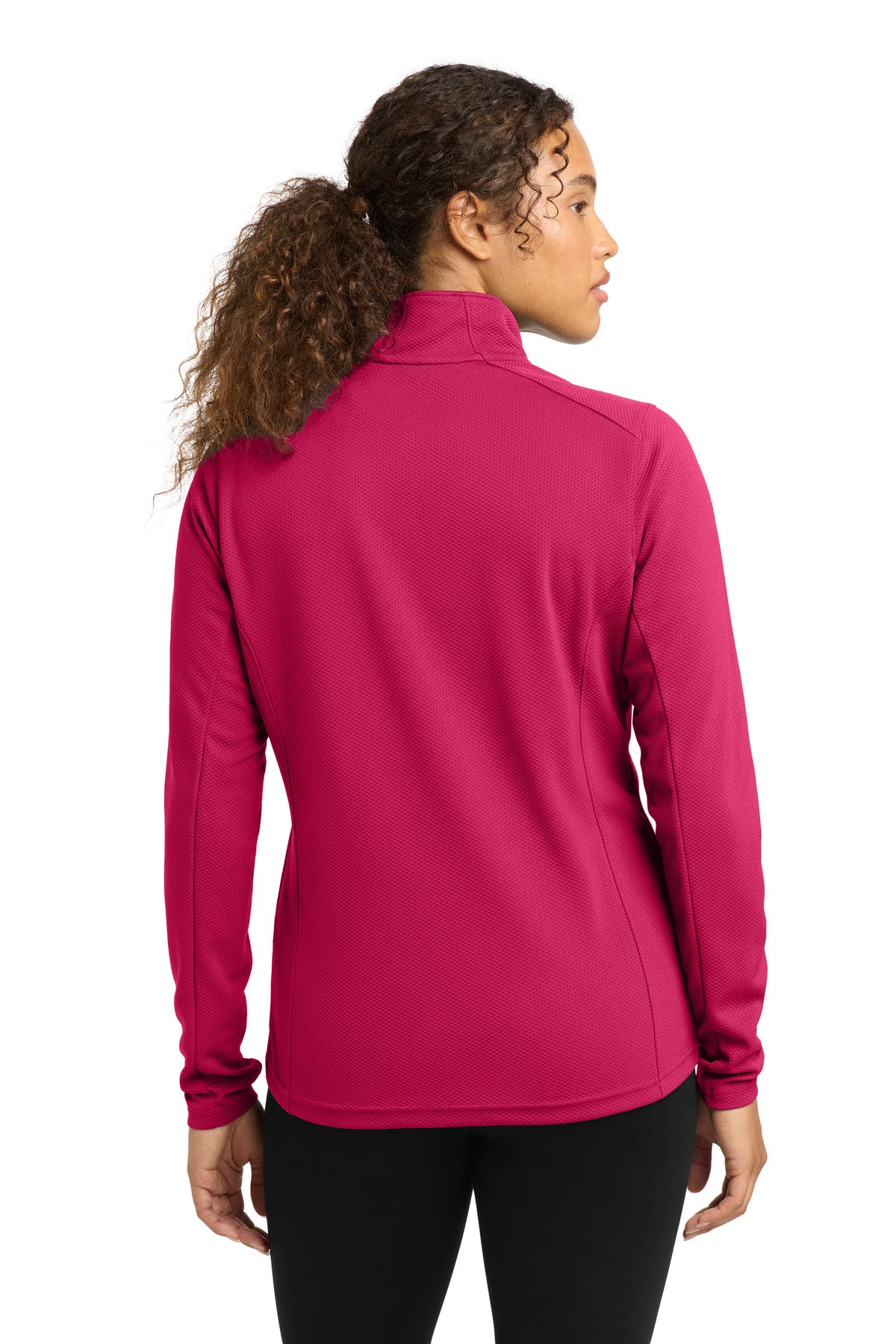 Pink Raspberry Sport-Tek Women's Sport-Wick Textured 1/4-Zip Pullover. LST860