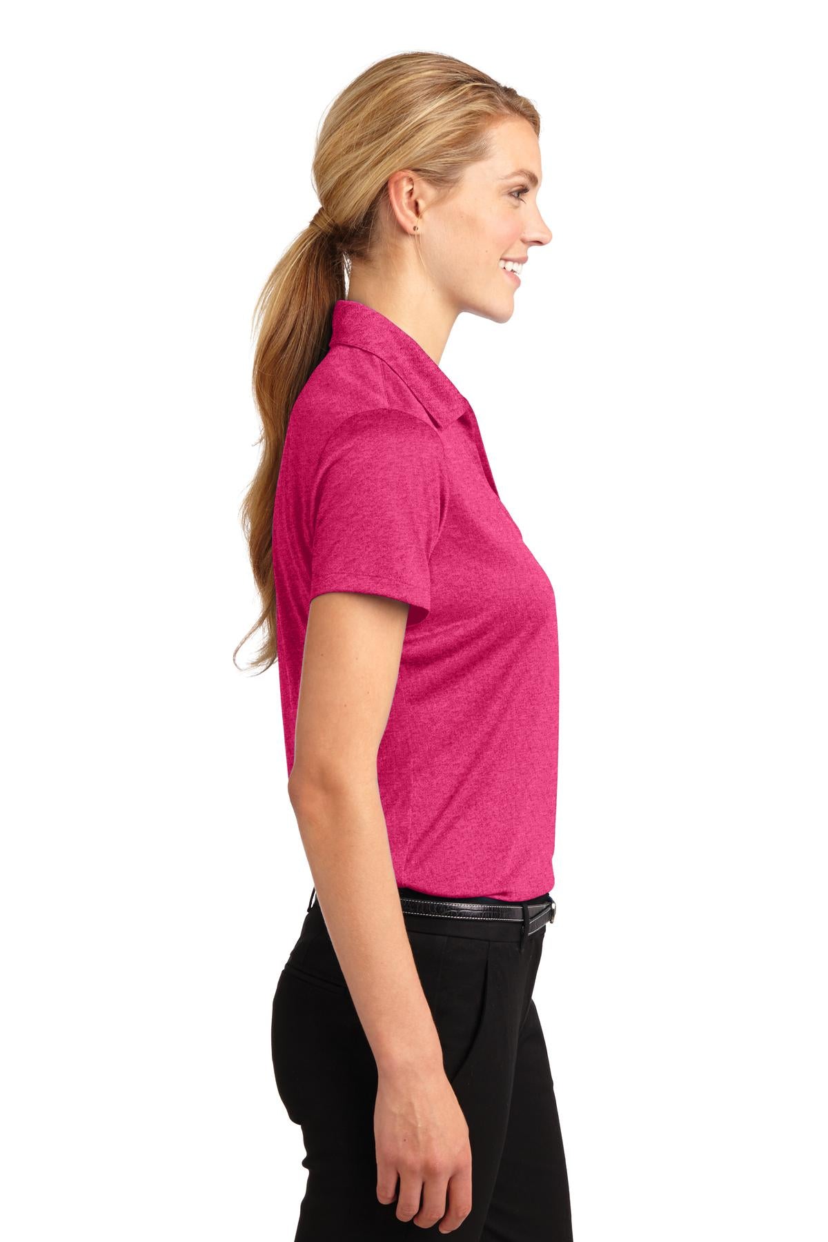 Pink Rspbrry H Sport-Tek Women's Heather Contender Polo. LST660
