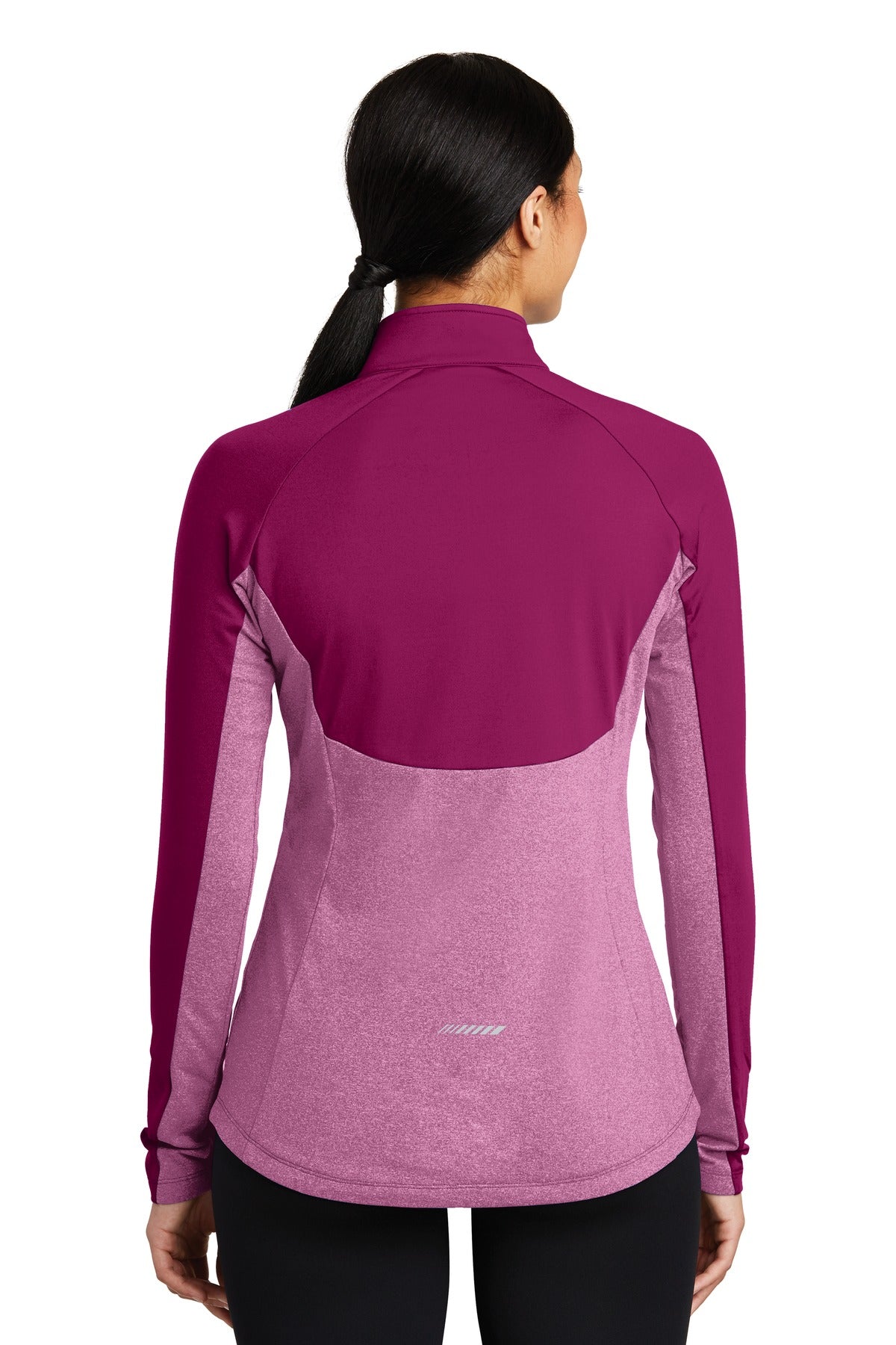 Pink Rush/PkRH Sport-Tek Women's Sport-Wick Stretch Contrast 1/4-Zip Pullover. LST854