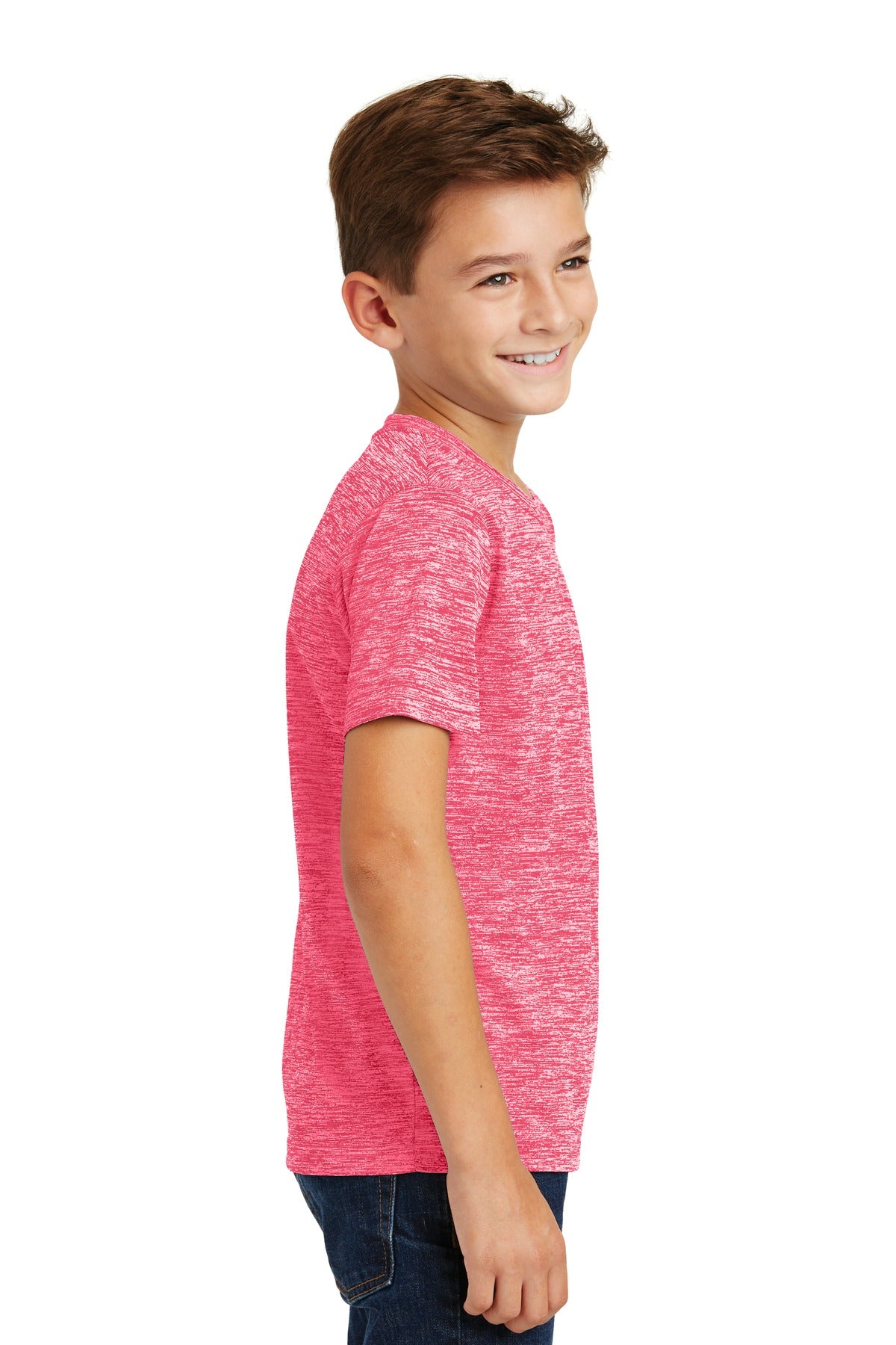 Power Pink Ele Sport-Tek Youth PosiCharge Electric Heather Tee. YST390