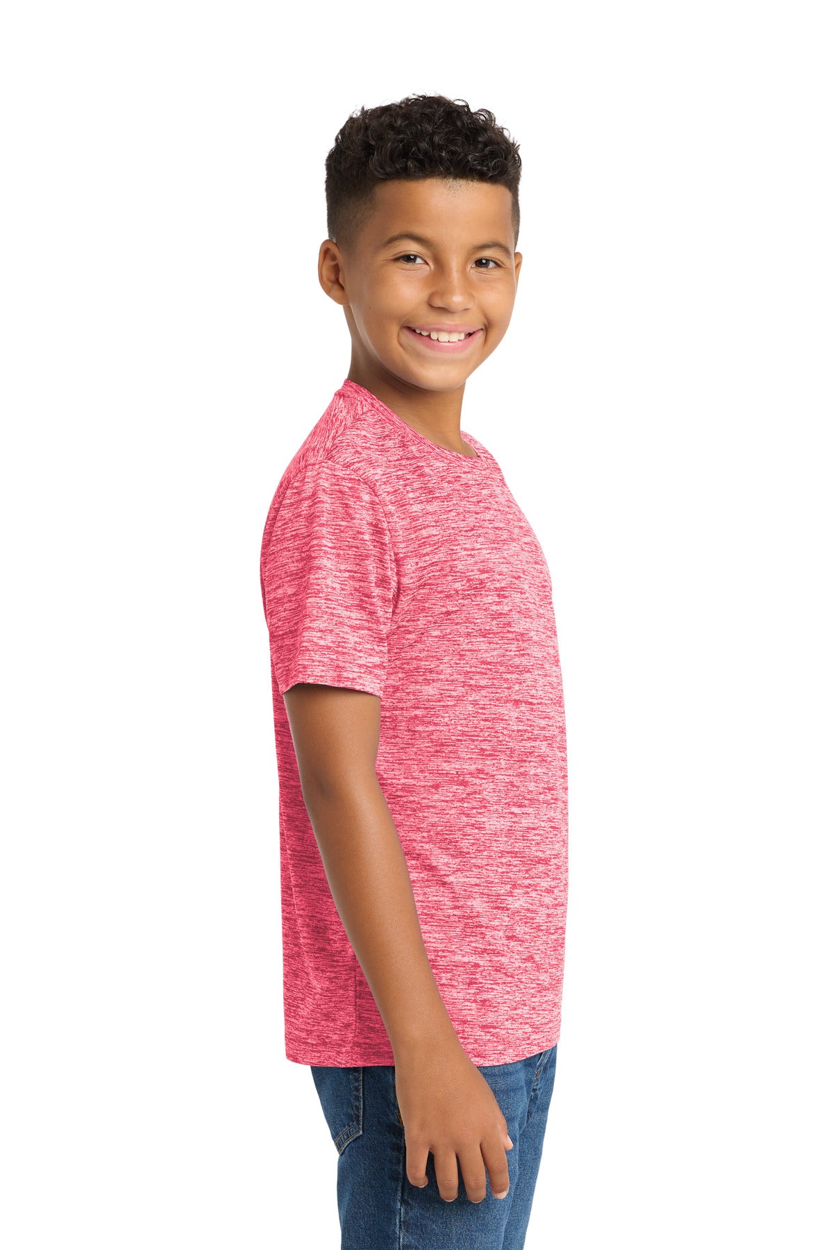 Power Pink Ele Sport-Tek Youth PosiCharge Electric Heather Tee. YST390