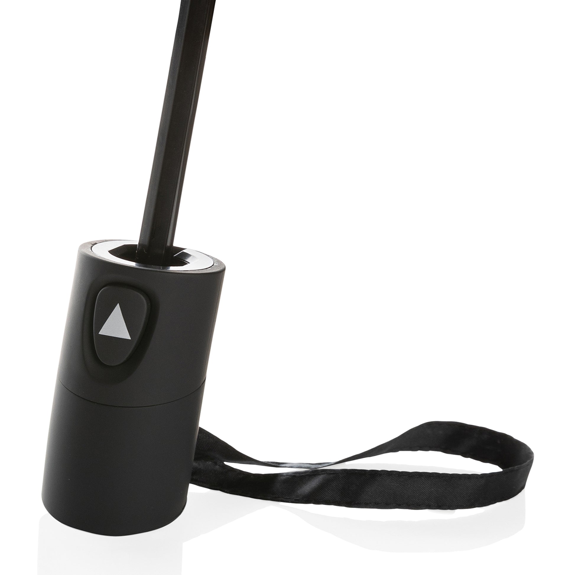 Black 21" Impact AWARE™ RPET 190T Mini Auto Open Umbrella