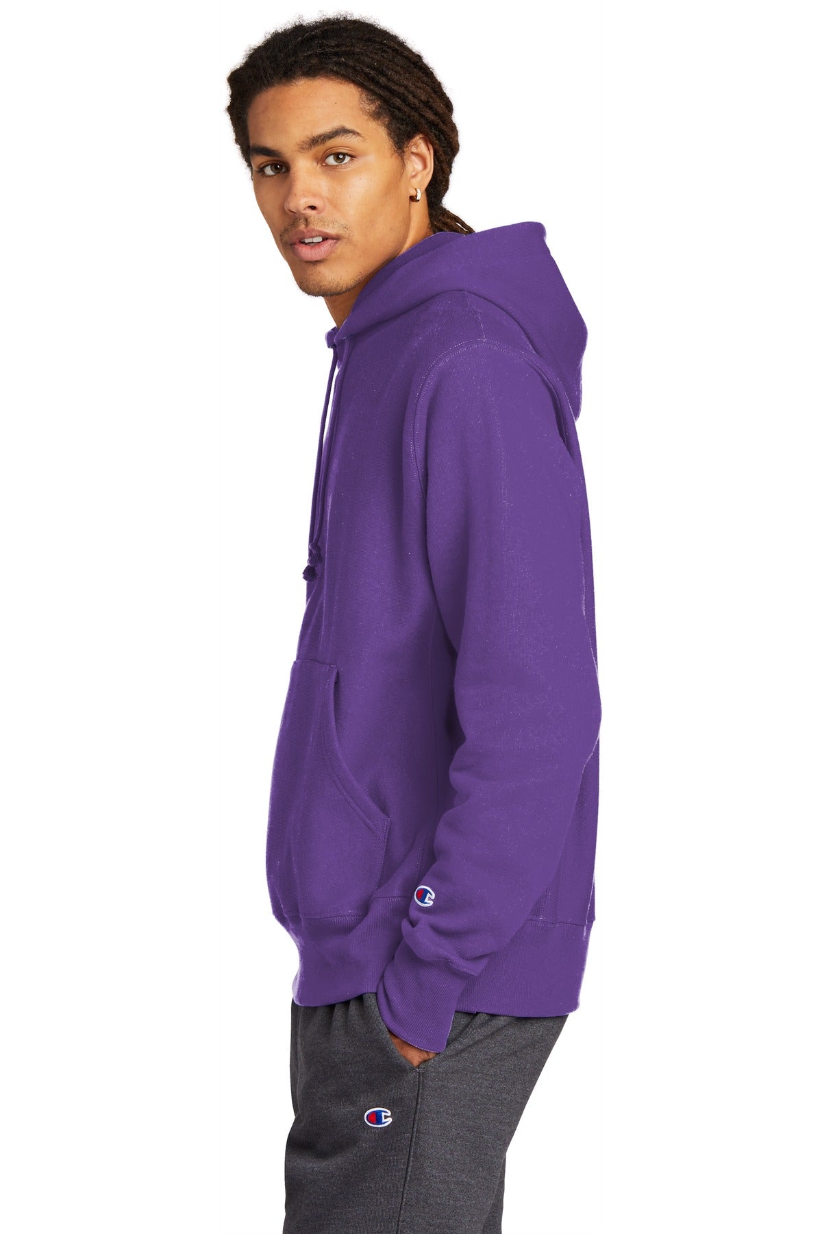 Purple Champion Reverse Weave Hooded Sweatshirt S101