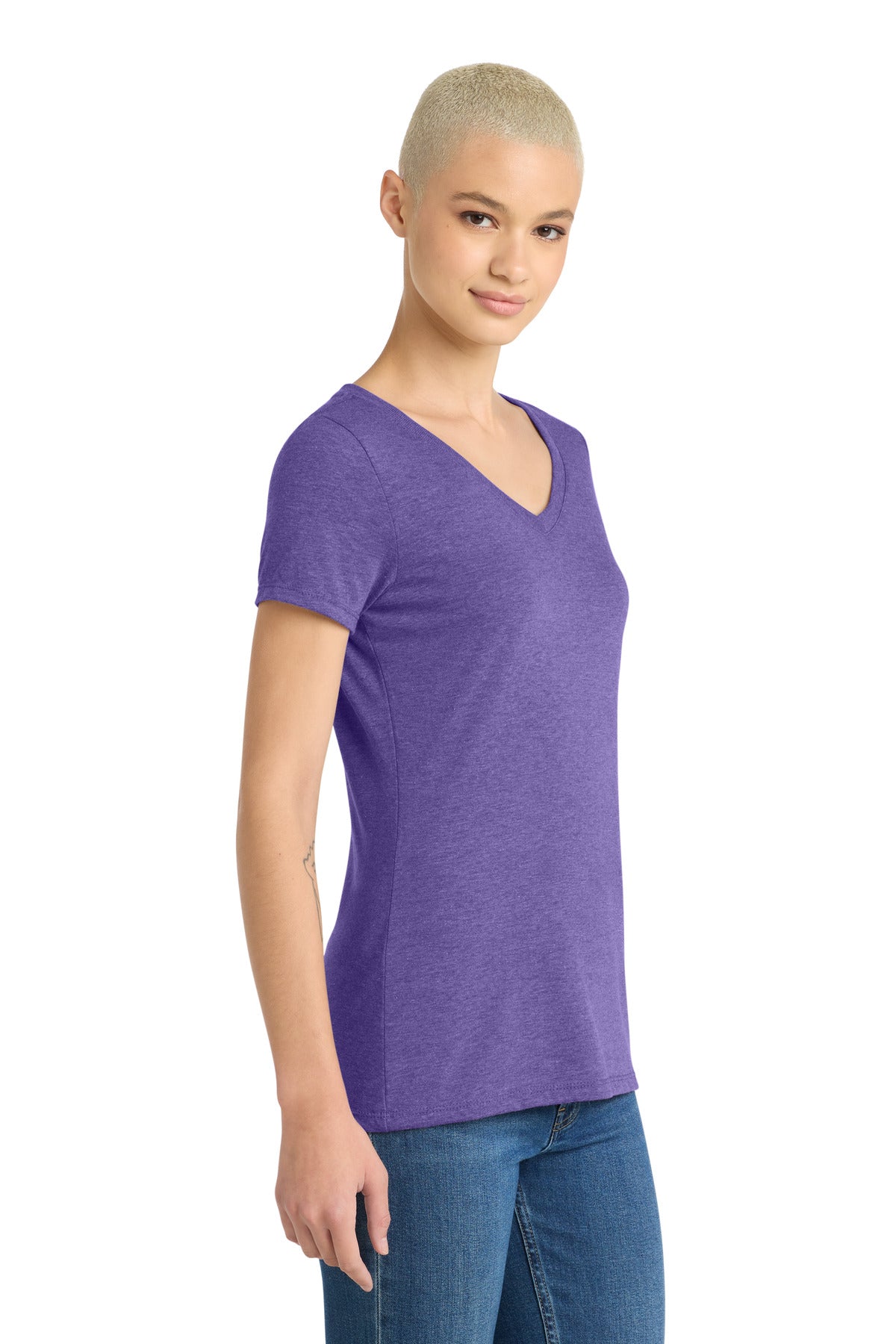 Purple Frost District Women's Perfect Tri V-Neck Tee. DM1350L