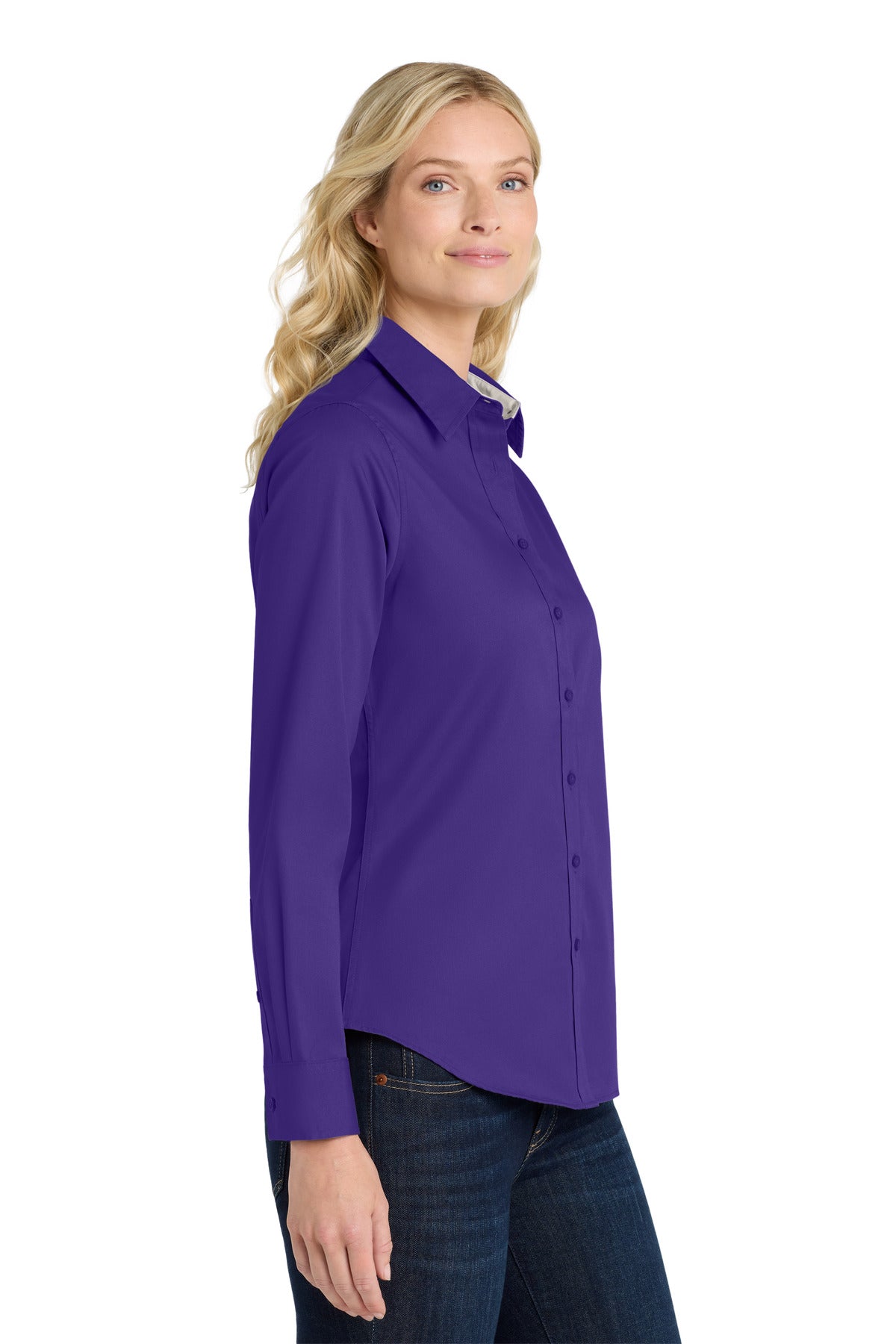 Purple Port Authority Women's Long Sleeve Easy Care Shirt. L608