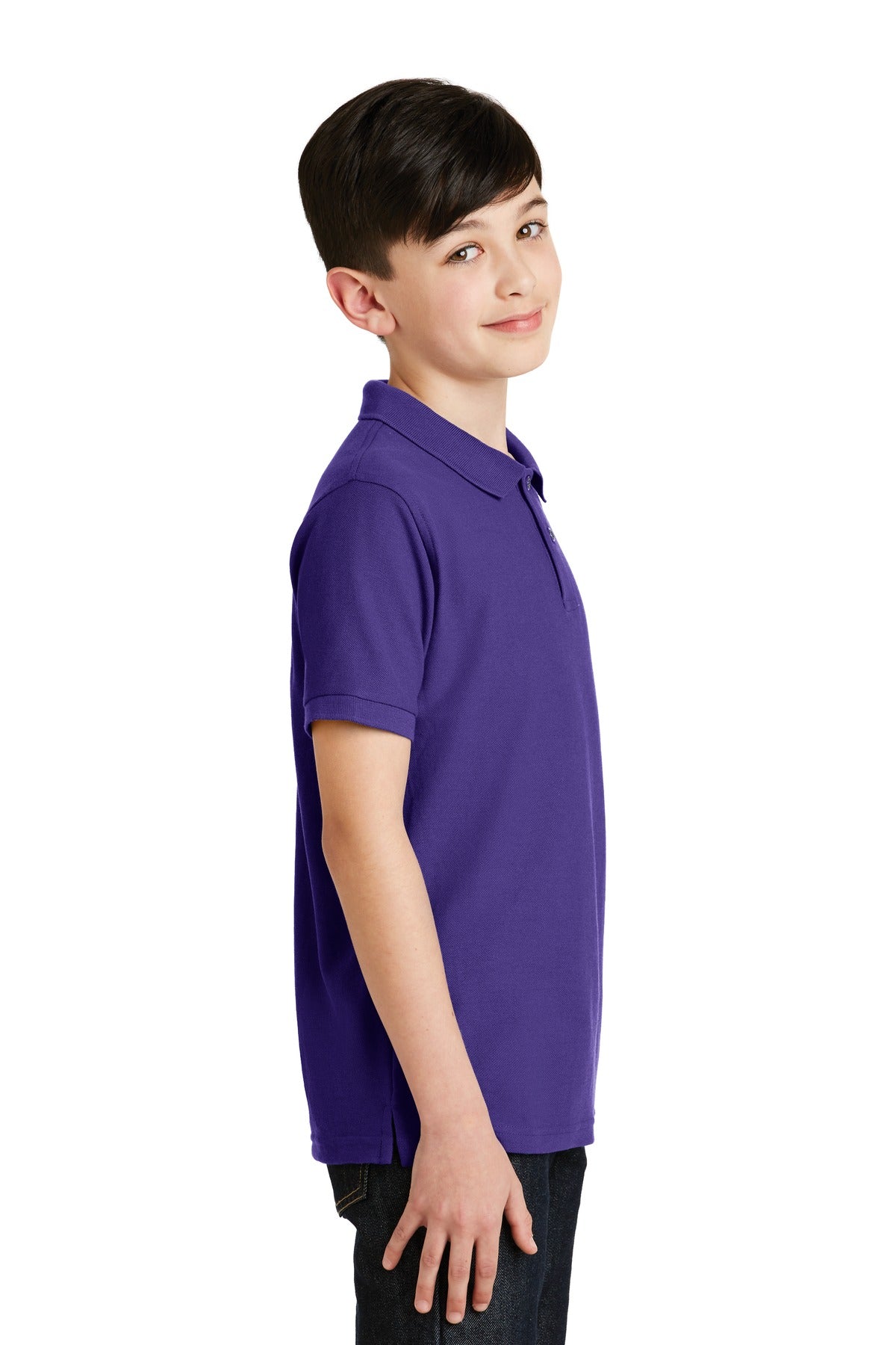 Purple Port Authority Youth Silk Touch Polo. Y500