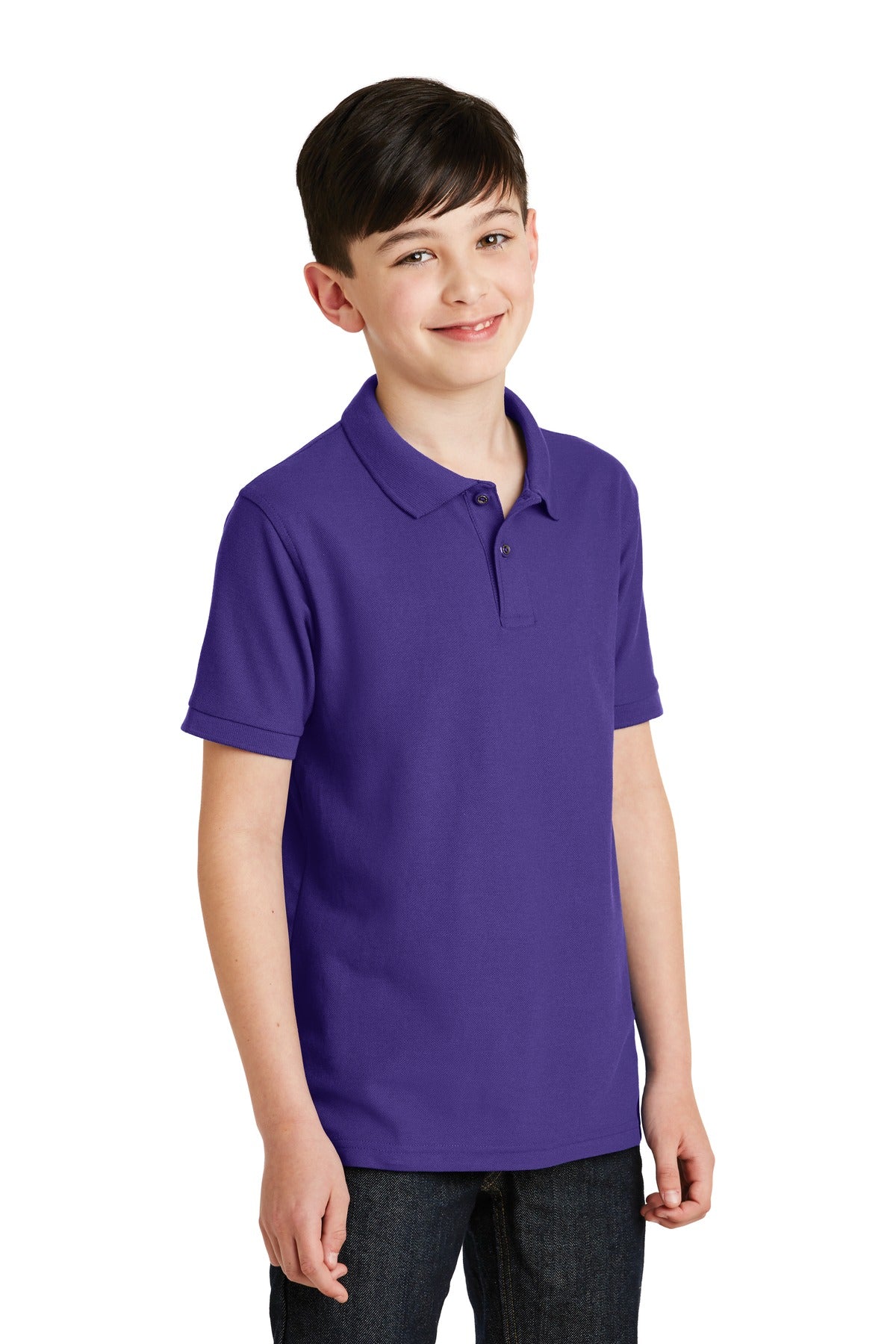 Purple Port Authority Youth Silk Touch Polo. Y500