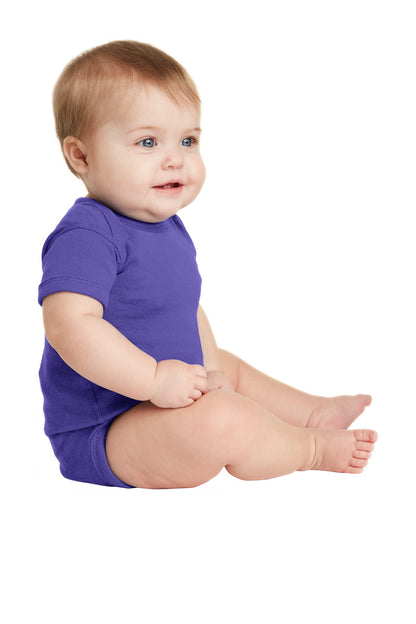 Purple Rabbit Skins Infant Short Sleeve Baby Rib Bodysuit. RS4400