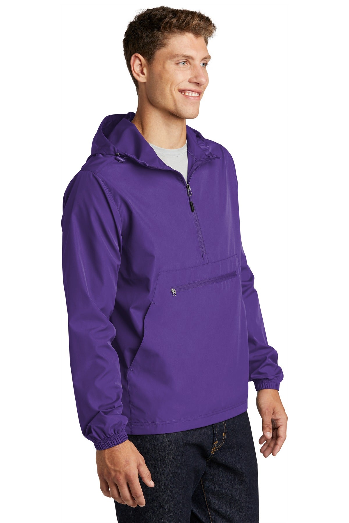 Purple Sport-Tek Packable Anorak. JST66