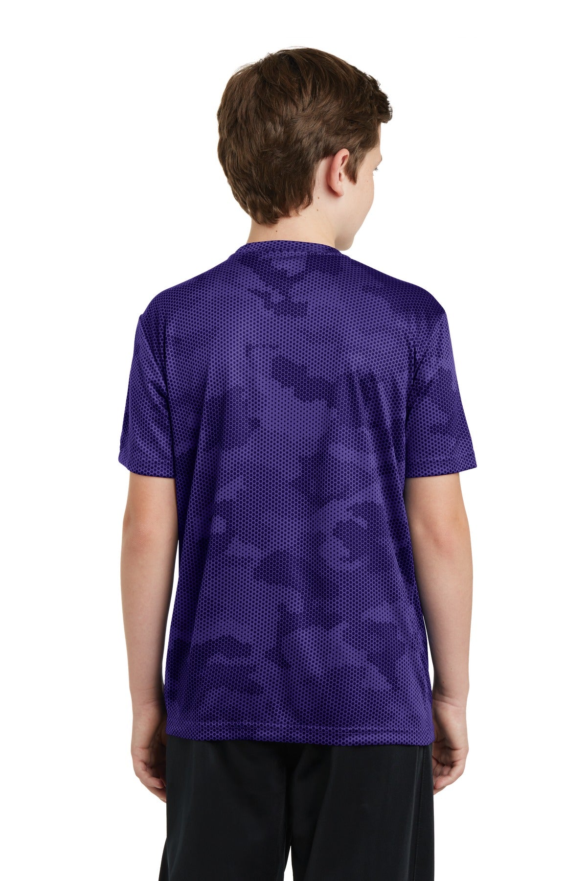 Purple Sport-Tek Youth CamoHex Tee. YST370