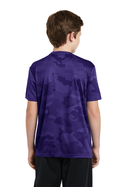 Purple Sport-Tek Youth CamoHex Tee. YST370