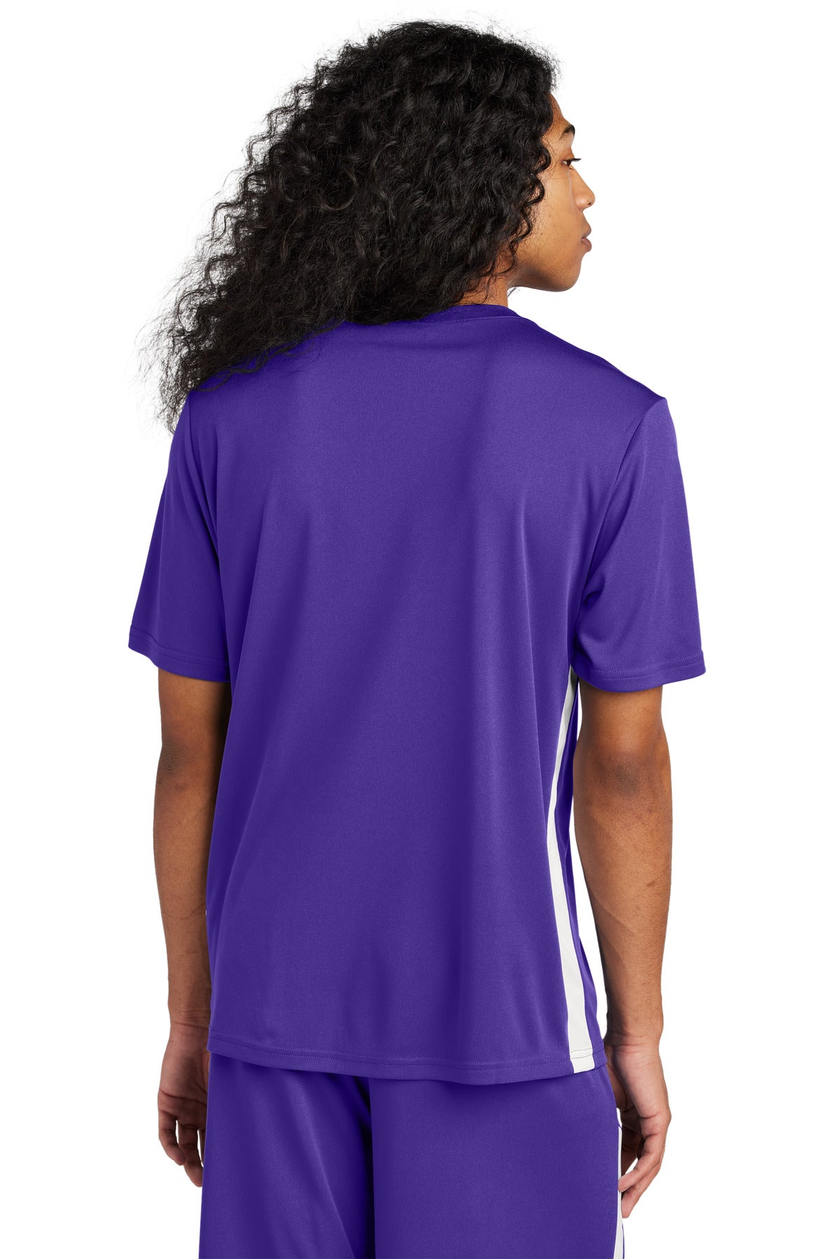 Purple/Wh Sport-Tek Competitor United V-Neck ST101