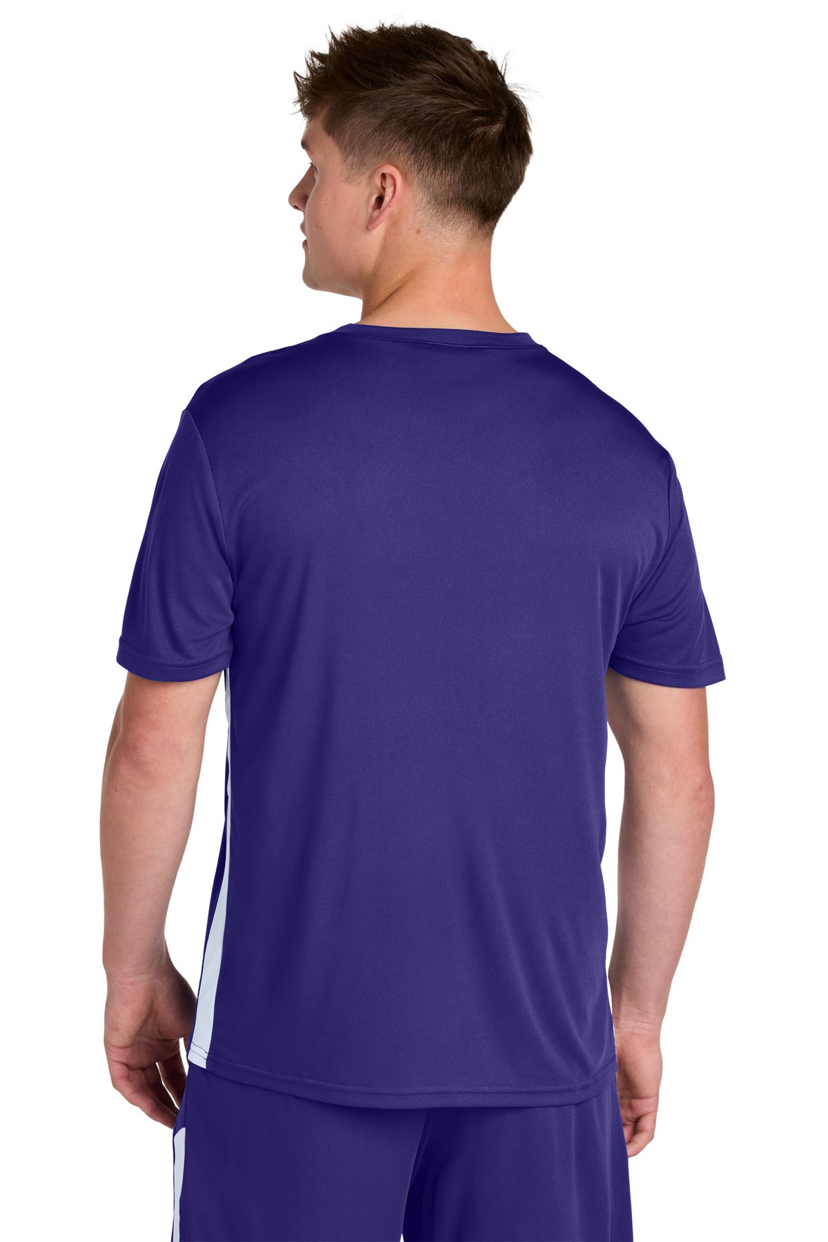 Purple/Wh Sport-Tek Competitor United V-Neck ST101
