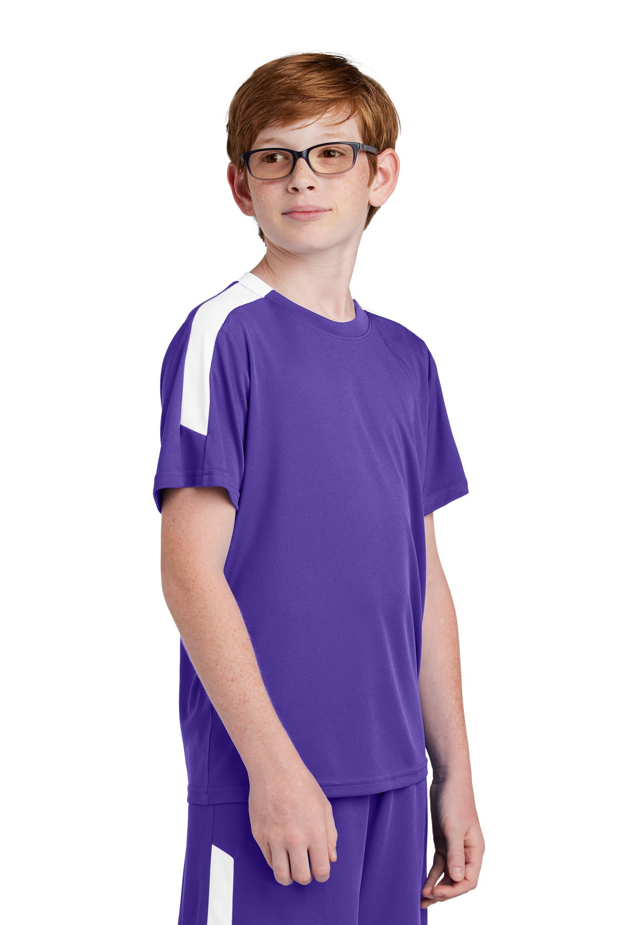 Purple/Wh Sport-Tek Youth Competitor United Crew YST100