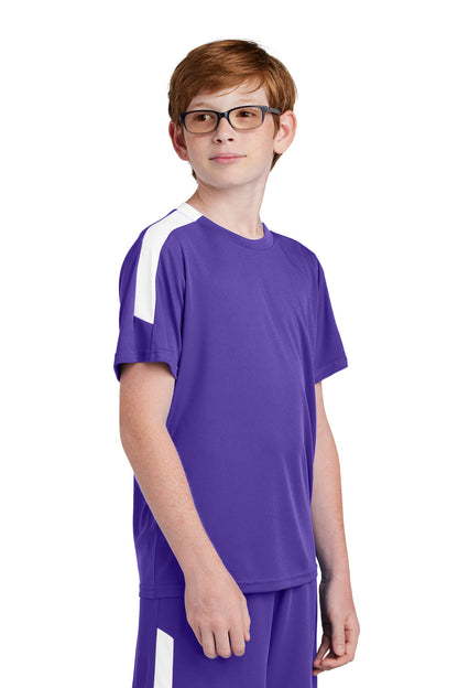 Purple/Wh Sport-Tek Youth Competitor United Crew YST100