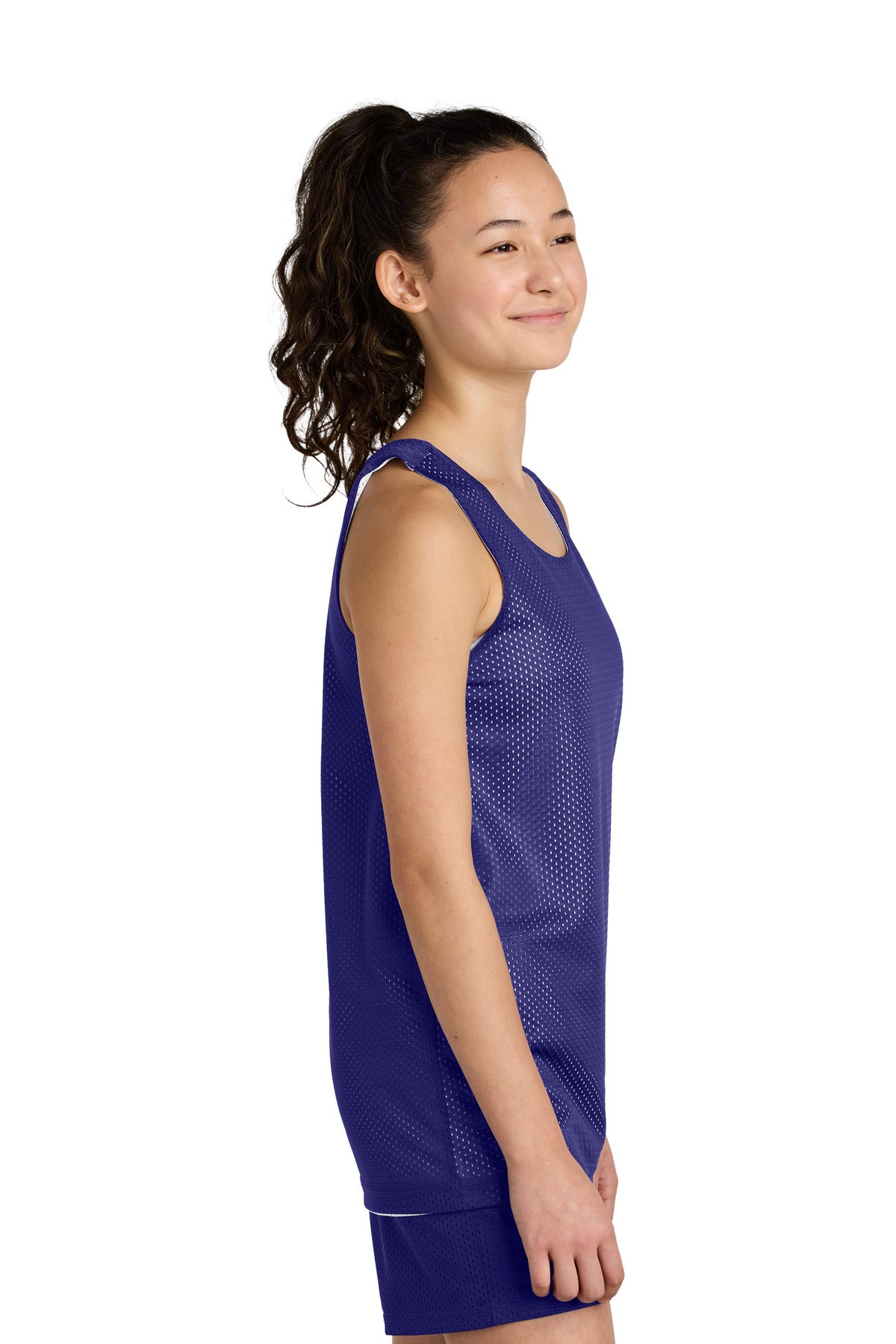 Purple/Wh Sport-Tek Youth PosiCharge Reversible Mesh Tank YST5000