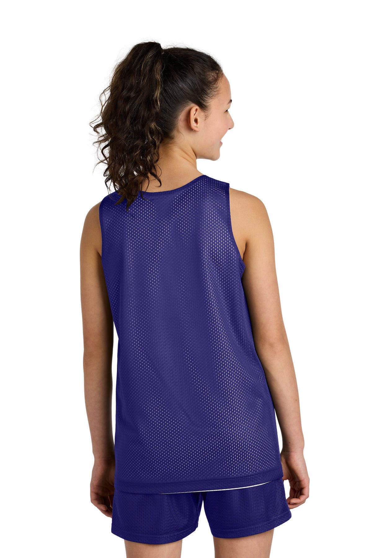 Purple/Wh Sport-Tek Youth PosiCharge Reversible Mesh Tank YST5000