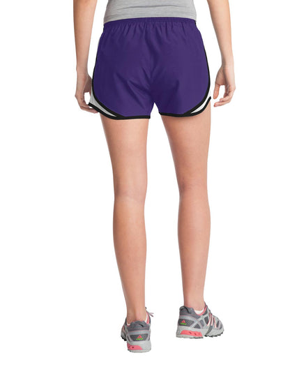 Purple/Wht/Blk Sport-Tek Women's Cadence Short. LST304