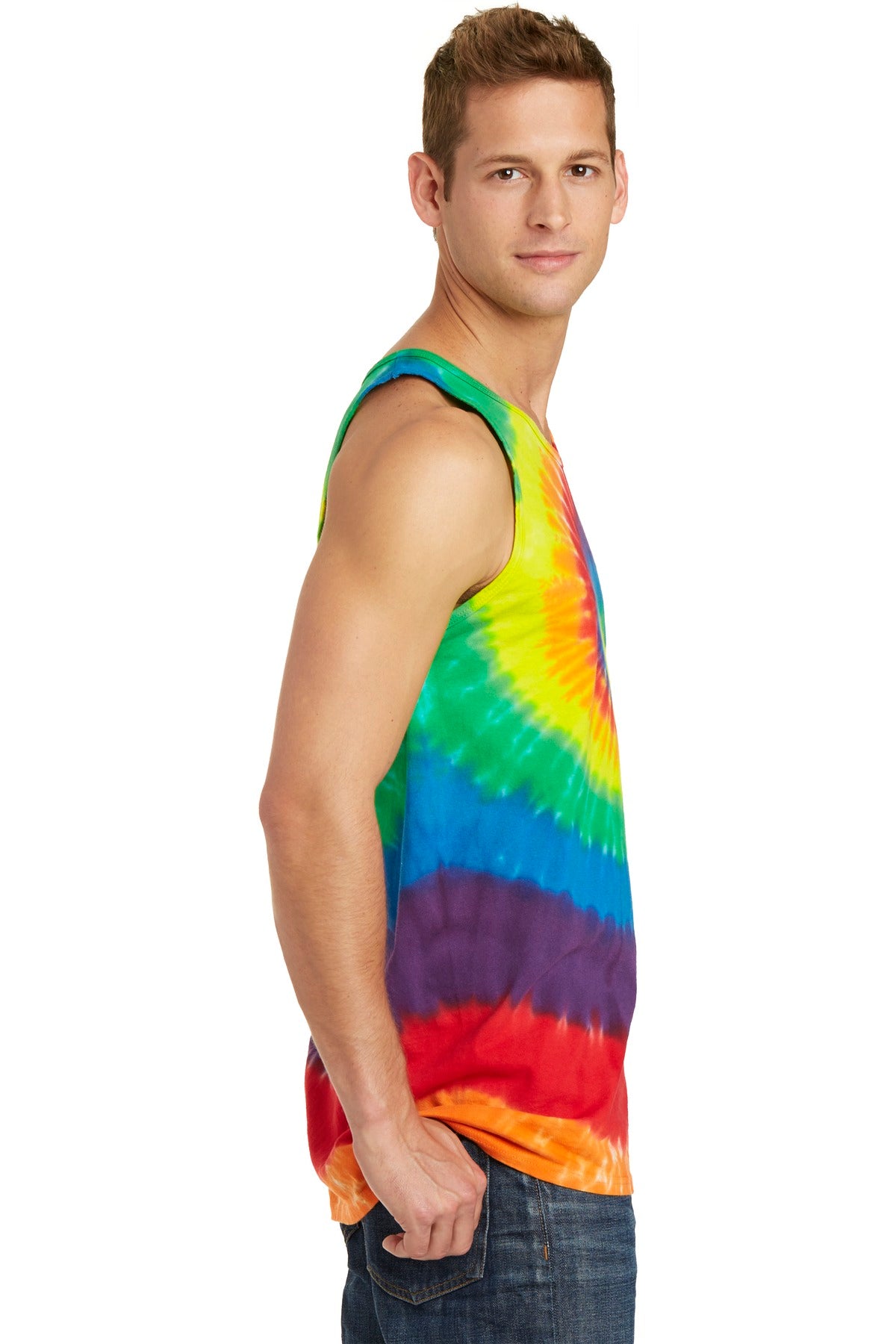 Rainbow Port & Company Tie-Dye Tank Top. PC147TT