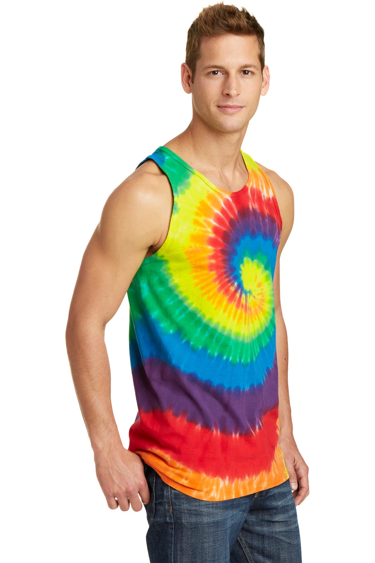 Rainbow Port & Company Tie-Dye Tank Top. PC147TT