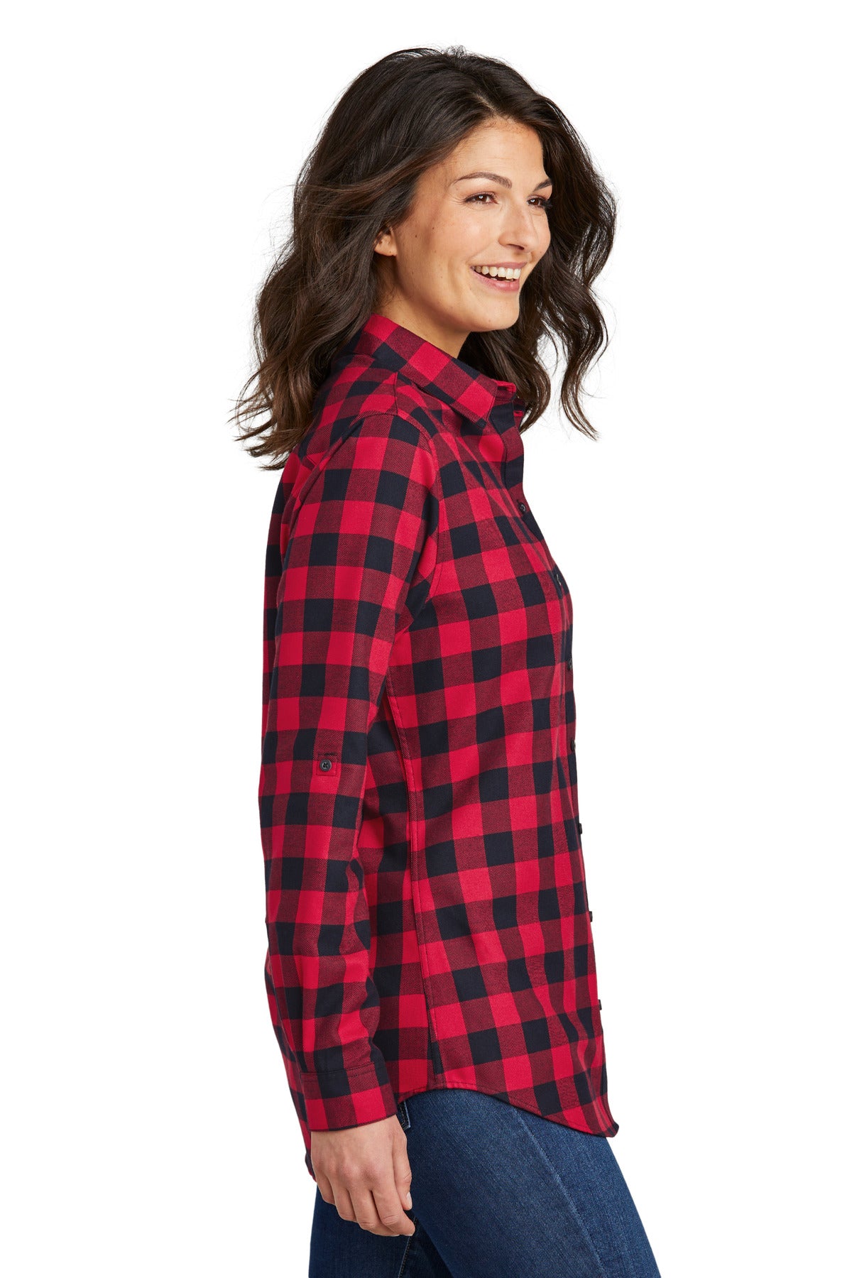 R/BkBfflCk Port Authority Women's Plaid Flannel Tunic . LW668