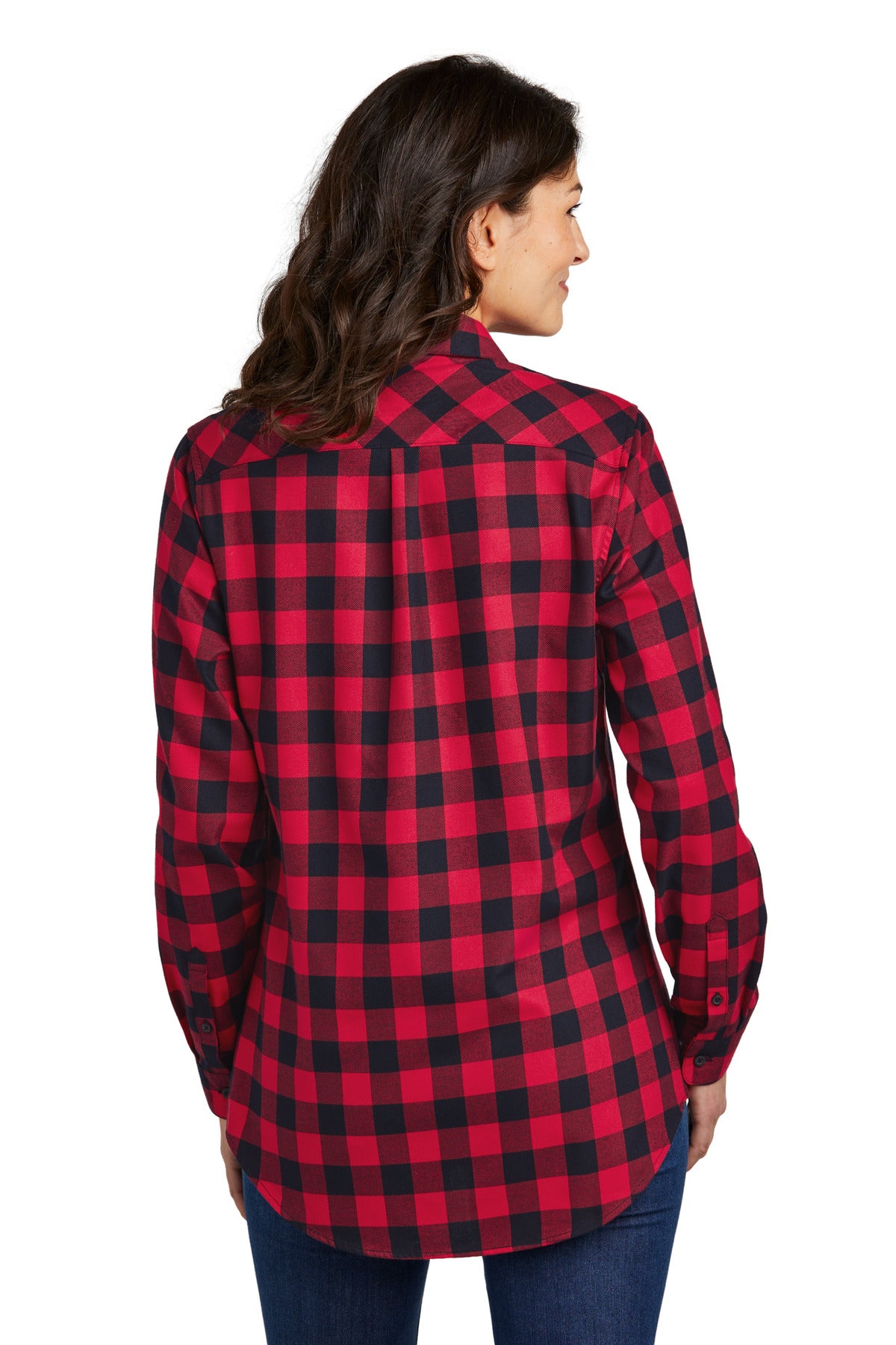 R/BkBfflCk Port Authority Women's Plaid Flannel Tunic . LW668