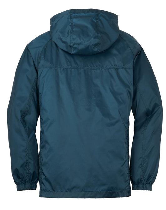 Rear View of Adriatic Blue Eddie Bauer - Packable Wind Jacket. EB500