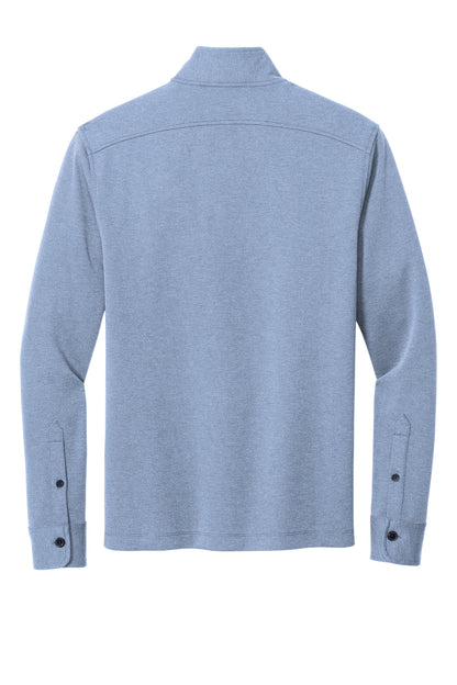 Rear View of AegeanBlHt Brooks Brothers Mid-Layer Stretch 1/2-Button BB18202