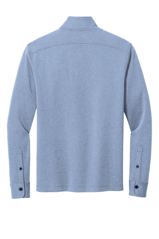 Rear View of AegeanBlHt Brooks Brothers Mid-Layer Stretch 1/2-Button BB18202