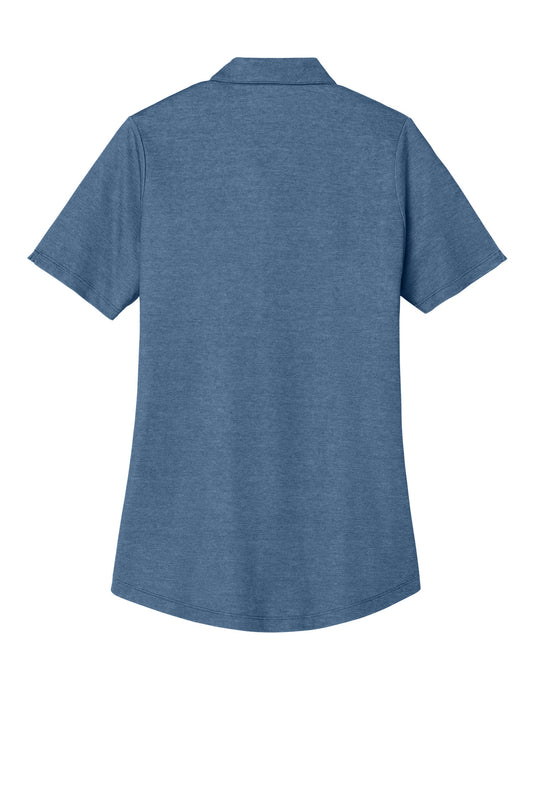Rear View of AegeanBlHt Port Authority Women's Fine Pique Blend Polo LK830