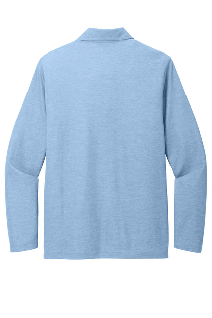 Rear View of AllureHthr TravisMathew Oceanside Heather Long Sleeve Polo TM1MZ343