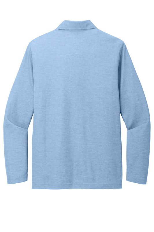Rear View of AllureHthr TravisMathew Oceanside Heather Long Sleeve Polo TM1MZ343
