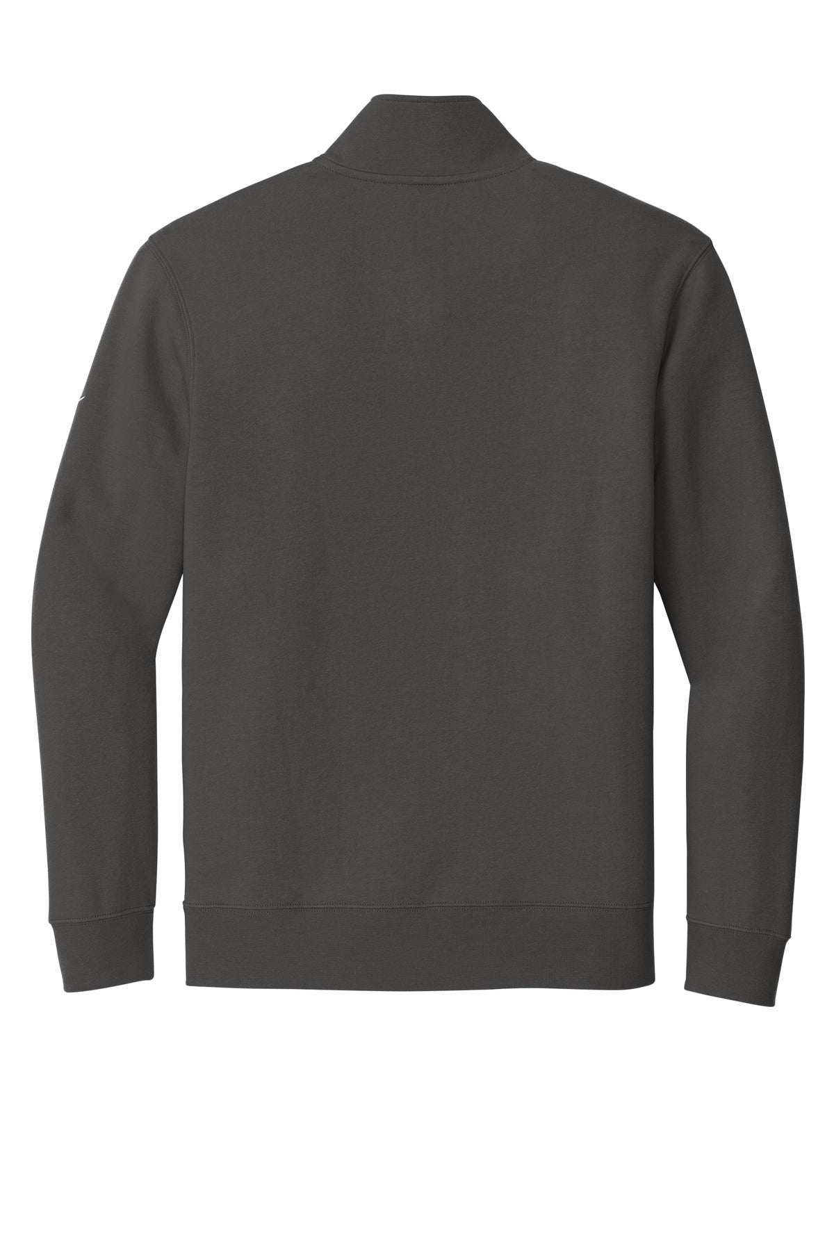 Rear View of Anthracite Nike Club Fleece Sleeve Swoosh 1/2-Zip NKDX6718