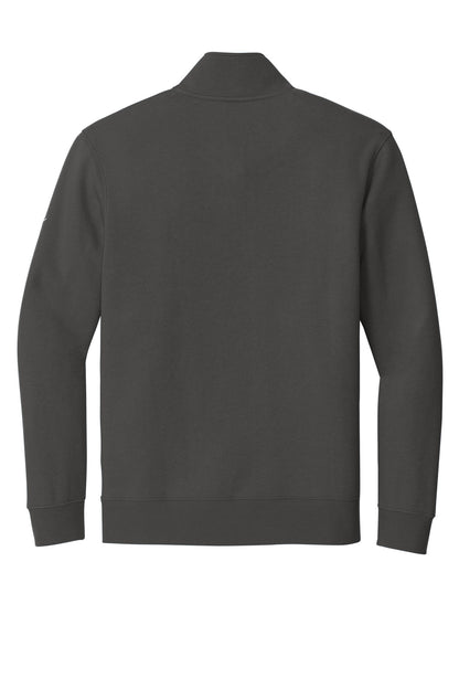 Rear View of Anthracite Nike Club Fleece Sleeve Swoosh 1/2-Zip NKDX6718