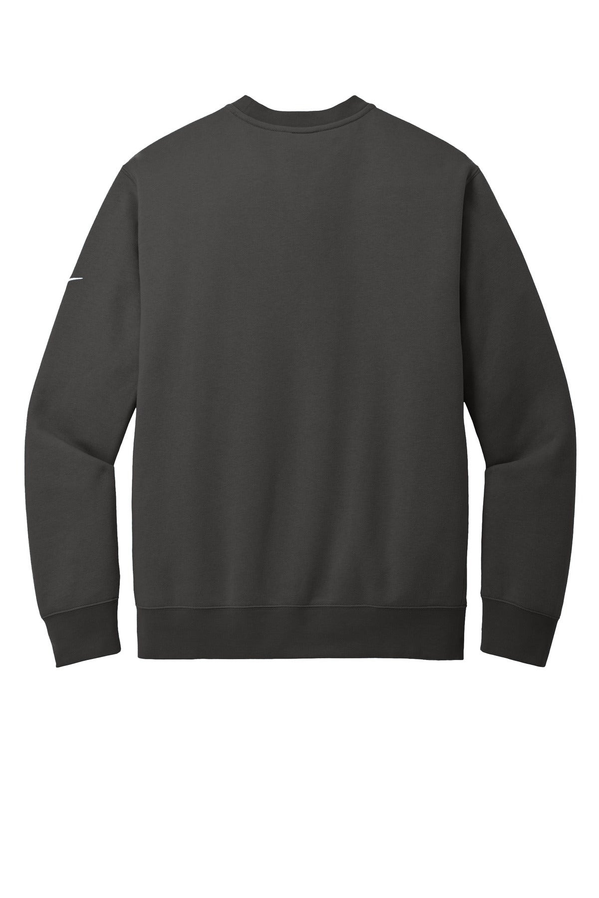 Rear View of Anthracite Nike Club Fleece Sleeve Swoosh Crew NKFD9863