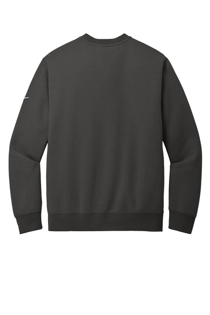 Rear View of Anthracite Nike Club Fleece Sleeve Swoosh Crew NKFD9863