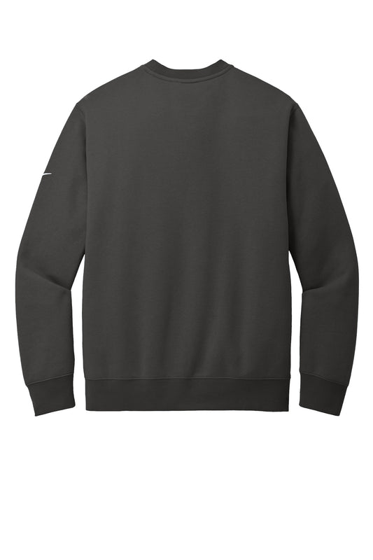 Rear View of Anthracite Nike Club Fleece Sleeve Swoosh Crew NKFD9863