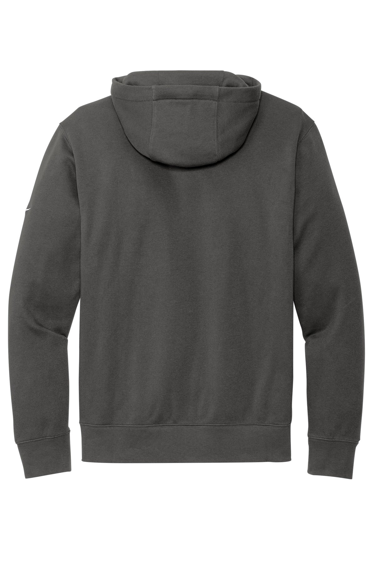 Rear View of Anthracite Nike Club Fleece Sleeve Swoosh Pullover Hoodie NKDR1499